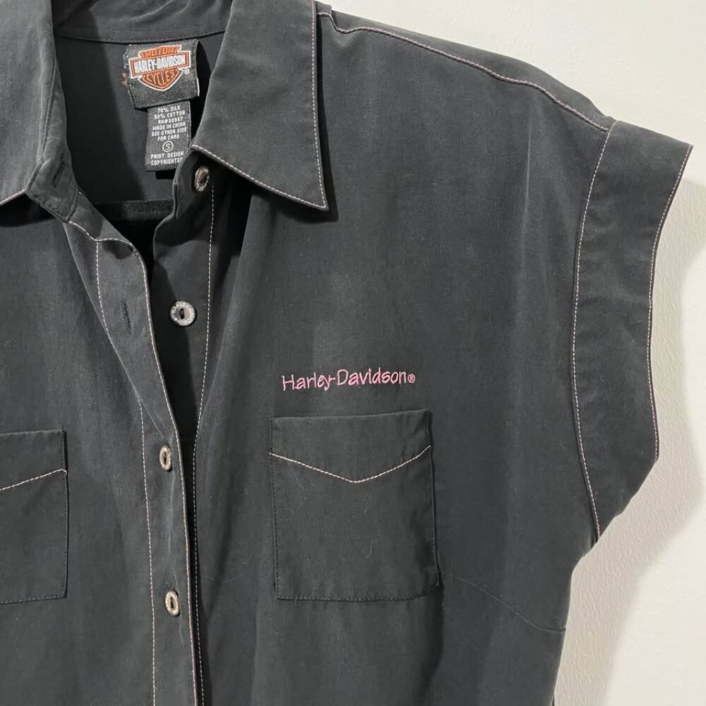 Harley-Davidson Edgy Eagle Statement Button-Down Biker Y2K Short Sleeve [size S] - Picture 6 of 11
